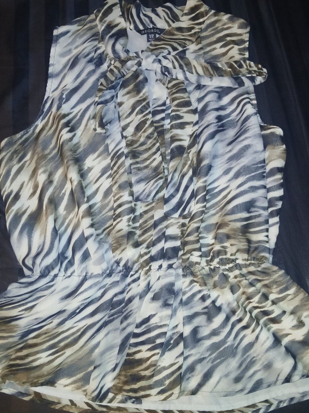 George Animal Print Tank Top with Tie Neckline - Women's XL